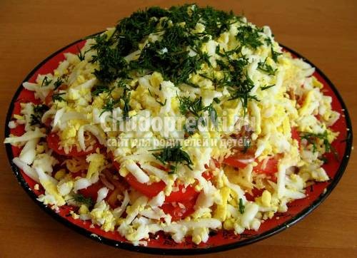 Салат помидоры с крабовыми палочками