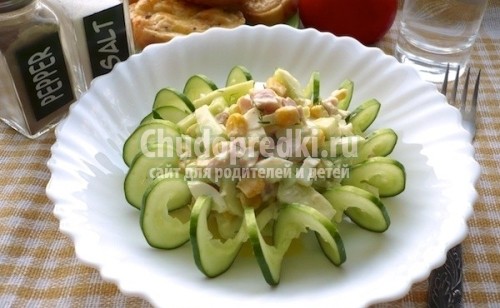 Рецепт салата с копченой курицей