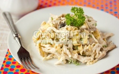 Рецепт салата с копченой курицей