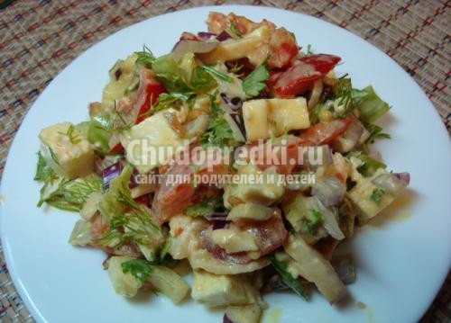 Рецепт салата с копченой курицей