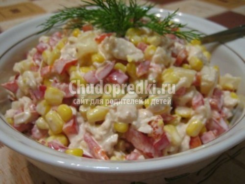 Рецепт салата с копченой курицей