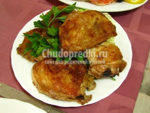 Жареная курица на сковороде