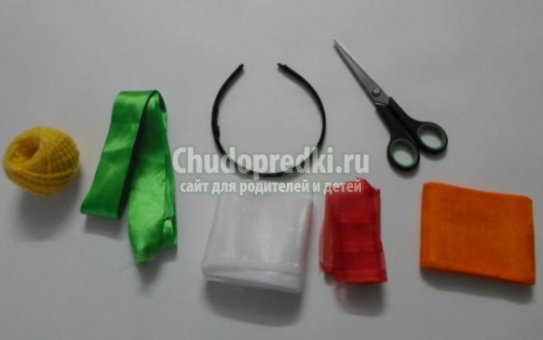ободок для волос из капроновых лент. Цветочный Хоровод