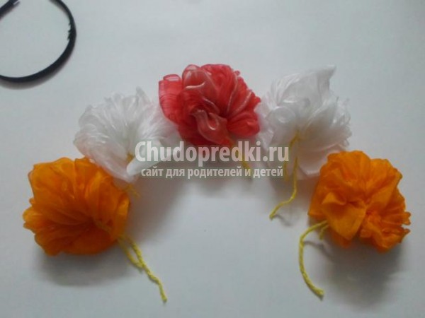 ободок для волос из капроновых лент. Цветочный Хоровод