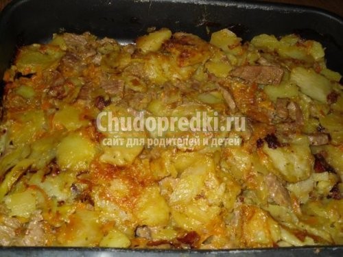 Картошка тушеная с курицей