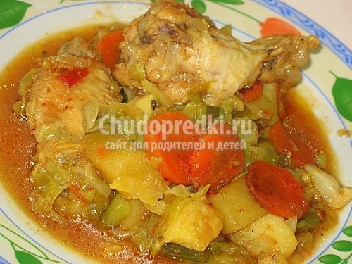 Картошка тушеная с курицей