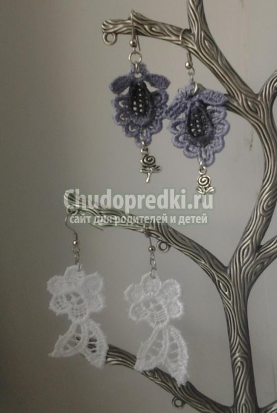 серьги из кружева своими руками