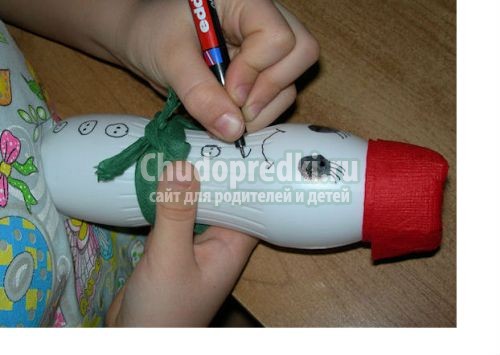 Снеговик из бутылки своими руками