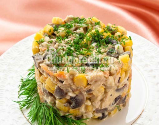 салат с курицей и грибами: самые лучшие рецепты с фото