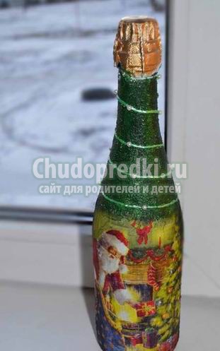 Декорируем бутылки на Новый год своими руками. Лучшие варианты с фото