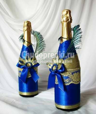 Декорируем бутылки на Новый год своими руками. Лучшие варианты с фото