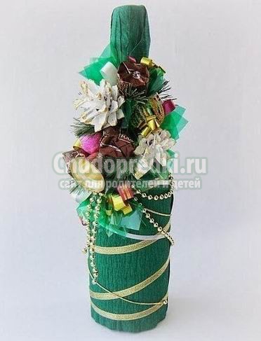 Декорируем бутылки на Новый год своими руками. Лучшие варианты с фото