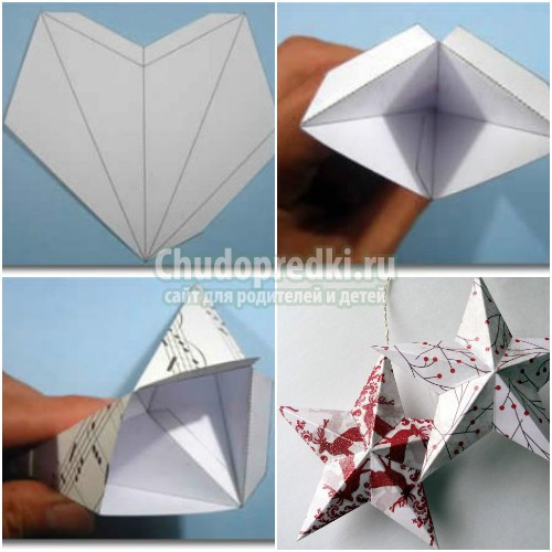 Елочные игрушки из бумаги - 40 идей с фото, новогодние звезды, олени и др. Фото