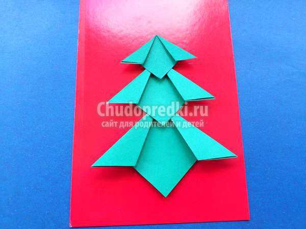 новогодняя открытка из бумаги