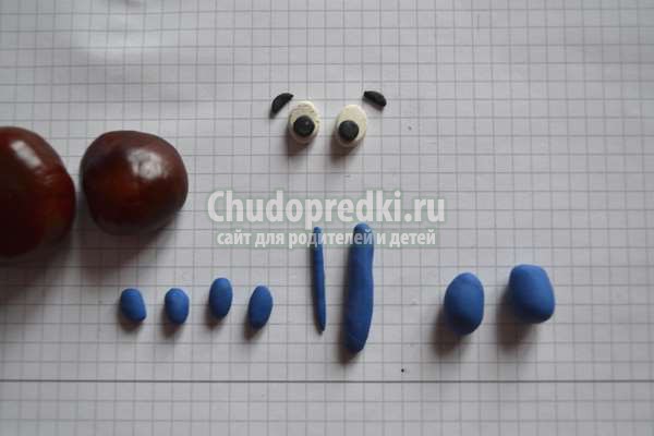 Слоник из каштанов и пластилина
