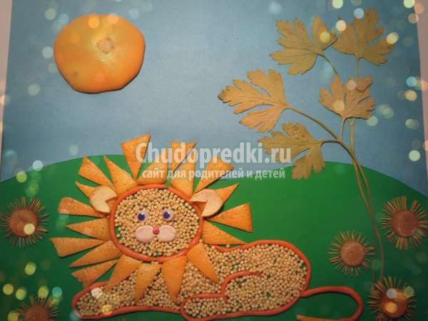 поделки из круп лев