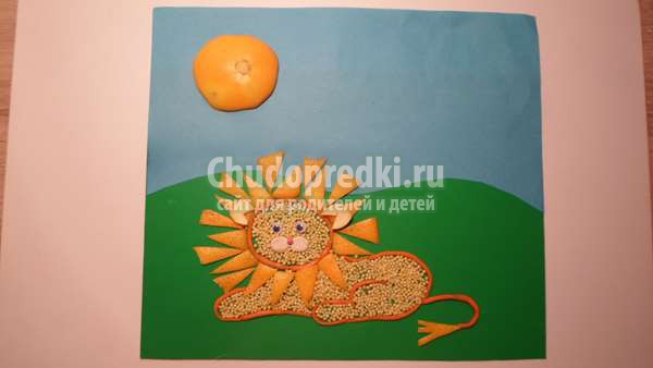 поделки из круп лев