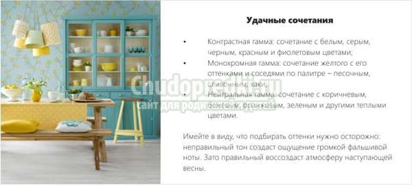желтый цвет с интерьере