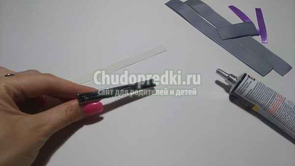 Заколка из лент слоник