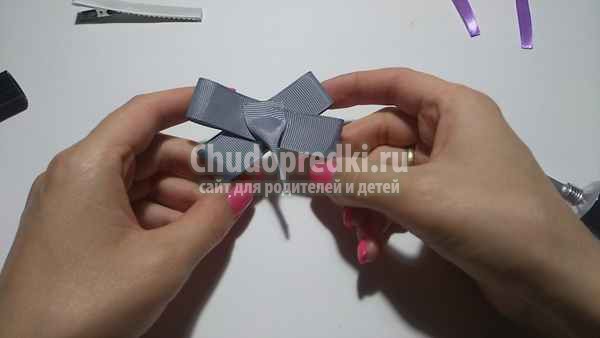 Заколка из лент слоник