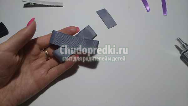 Заколка из лент слоник