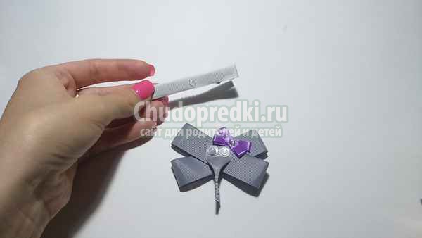 Заколка из лент слоник