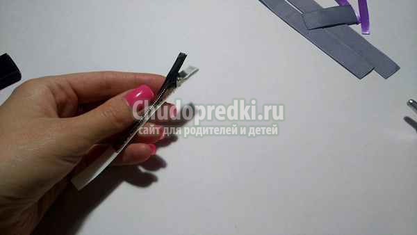 Заколка из лент слоник