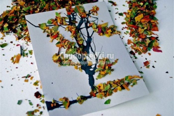 Аппликация из осенних листьев