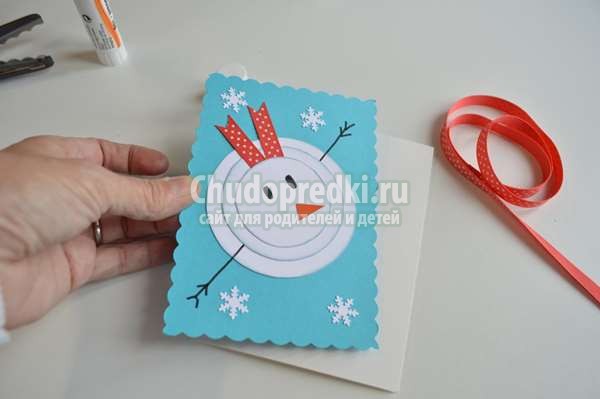 открытки со снеговиком на Новый год своими руками
