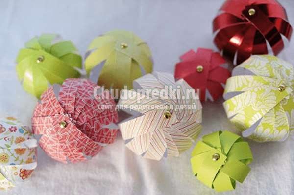 елочные игрушки из бумаги