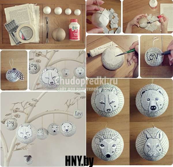елочные игрушки из бумаги