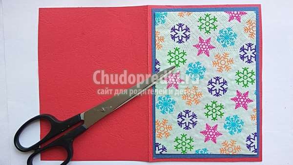 Новогодняя открытка со снеговиком