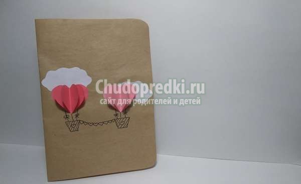 Открытка из крафт-бумаги сердца