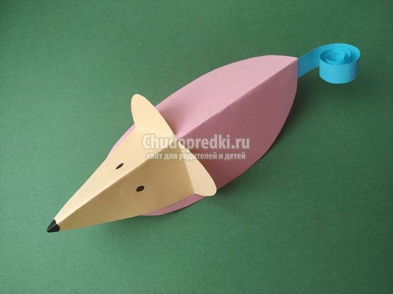 объемная мышка из цветной бумаги