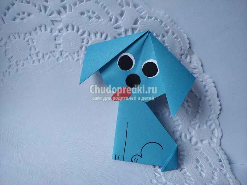 Простая собачка оригами