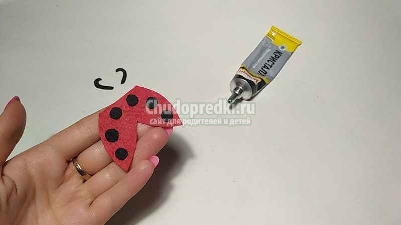 заколка из фетра. Божья коровка