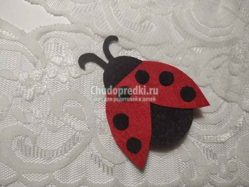 заколка из фетра. Божья коровка