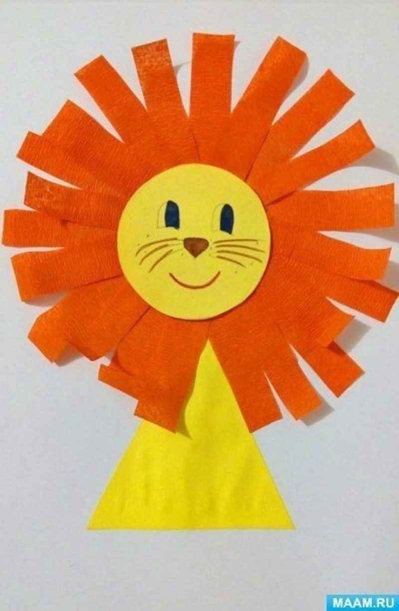 Аппликация из бумаги лев